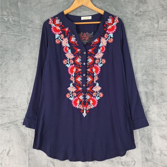 Womens Top Large Boho Peasant Embroidered Floral Cottagecore‎ Hippie Festival - Picture 1 of 8